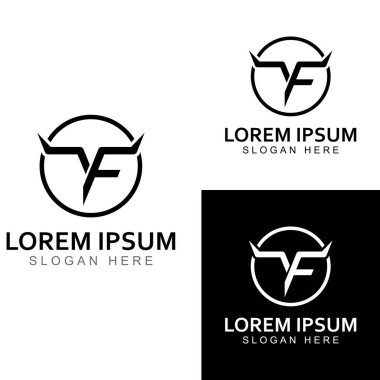 Boğa başlı boynuz logosu. Vektör tasarımı kavramı kullanılıyor.