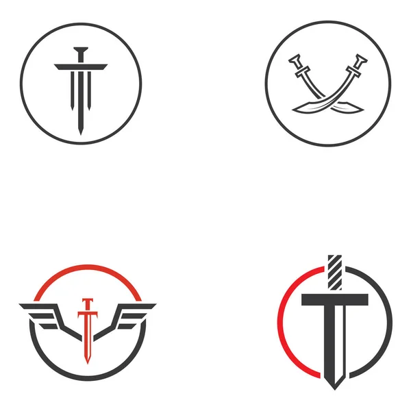 Espada Escudo Logotipo Espada Rei Design Vetor Logotipo —  Vetores de Stock