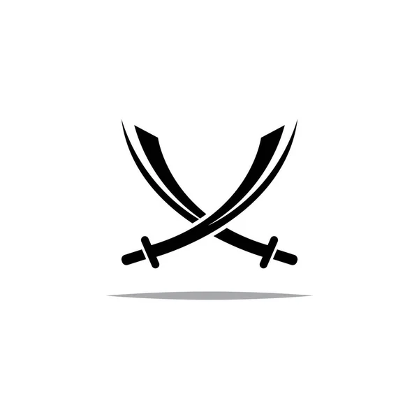Miecz Tarcza Logo Królewskiego Miecza Konstrukcja Wektora Logo — Wektor stockowy