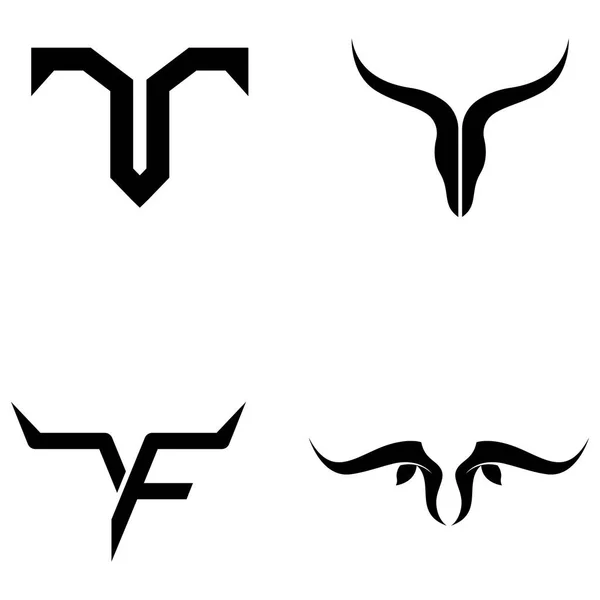 Boğa Başlı Boynuz Logosu Vektör Tasarımı Kavramı Kullanılıyor — Stok Vektör