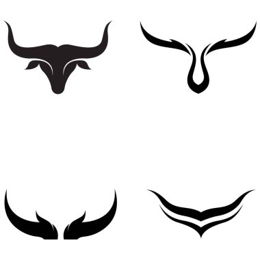 Boğa başlı boynuz logosu. Vektör tasarımı kavramı kullanılıyor.
