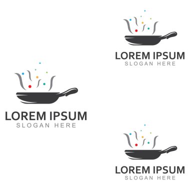 Mutfak aletleri, tencere, spatula ve yemek kaşıkları için logolar. Vektör tasarım kavramları kullanılarak.