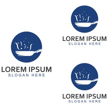 Mutfak aletleri, tencere, spatula ve yemek kaşıkları için logolar. Vektör tasarım kavramları kullanılarak.