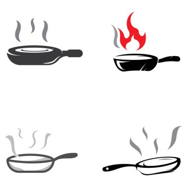 Mutfak aletleri, tencere, spatula ve yemek kaşıkları için logolar. Vektör tasarım kavramları kullanılarak.