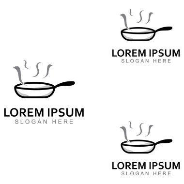 Mutfak aletleri, tencere, spatula ve yemek kaşıkları için logolar. Vektör tasarım kavramları kullanılarak.