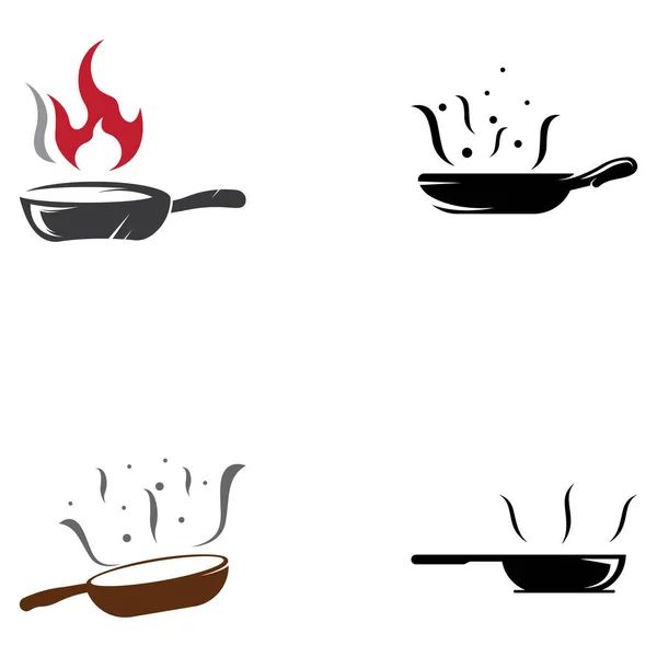 Logos Para Utensilios Cocina Ollas Espátulas Cucharas Cocina Usando Conceptos — Vector de stock