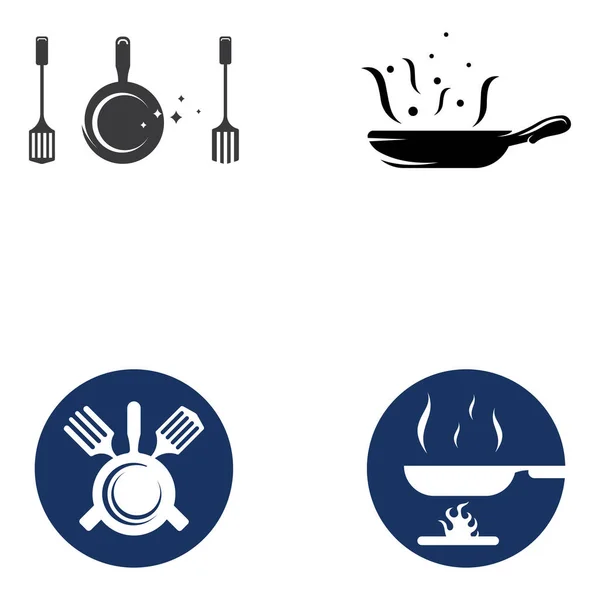 Logos Para Utensilios Cocina Ollas Espátulas Cucharas Cocina Usando Conceptos — Archivo Imágenes Vectoriales