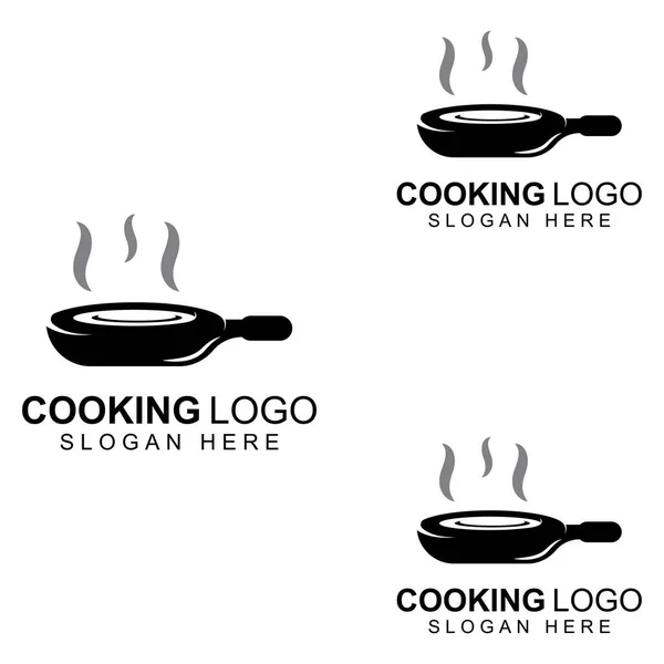 Logos Cooking Utensils Cooking Pots Spatulas Cooking Spoons Using Vector — Stock Vector
