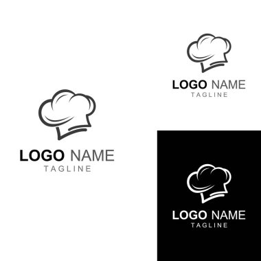 Lokanta, kafe ve çevrimiçi yemek servisi için şef şapkası logosu. Vektör tasarımlı logo.