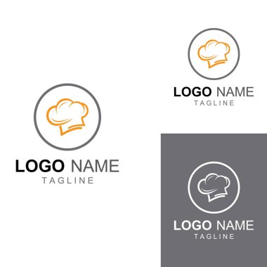 Lokanta, kafe ve çevrimiçi yemek servisi için şef şapkası logosu. Vektör tasarımlı logo.