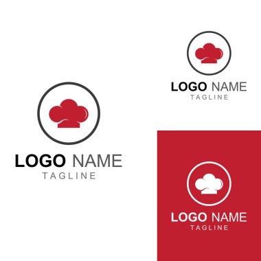 Lokanta, kafe ve çevrimiçi yemek servisi için şef şapkası logosu. Vektör tasarımlı logo.