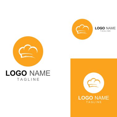 Lokanta, kafe ve çevrimiçi yemek servisi için şef şapkası logosu. Vektör tasarımlı logo.