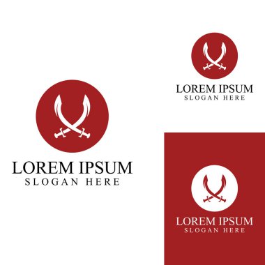 Kılıç, kalkan ve kralın kılıç logosu. Logo vektör tasarımı.