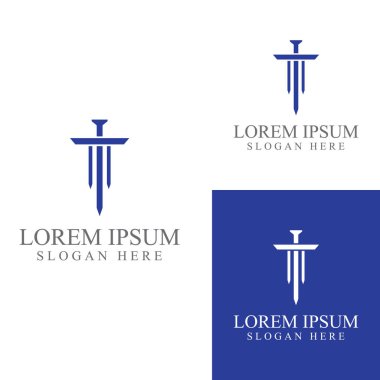 Kılıç, kalkan ve kralın kılıç logosu. Logo vektör tasarımı.