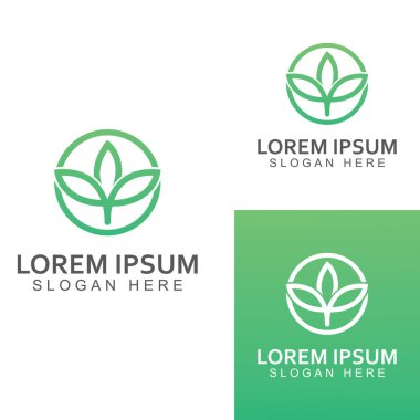 Yeşil yaprak logosu. Bahçelerin, bitkilerin ve doğanın vektör tasarımı.