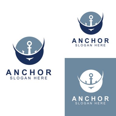 Logo ve çapa sembolü tasarım vektörü.