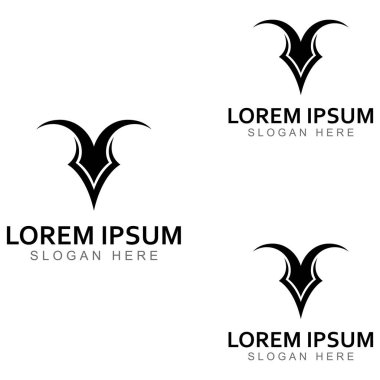 Boğa başlı boynuz logosu. Vektör tasarımı kavramı kullanılıyor.