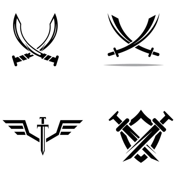 Espada Escudo Logotipo Espada Rei Design Vetor Logotipo — Vetor de Stock