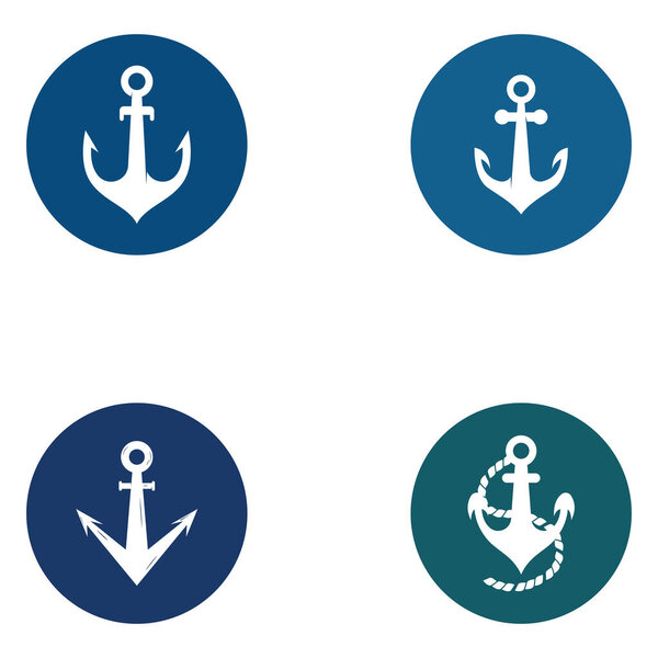 Logo and anchor symbol design vector.