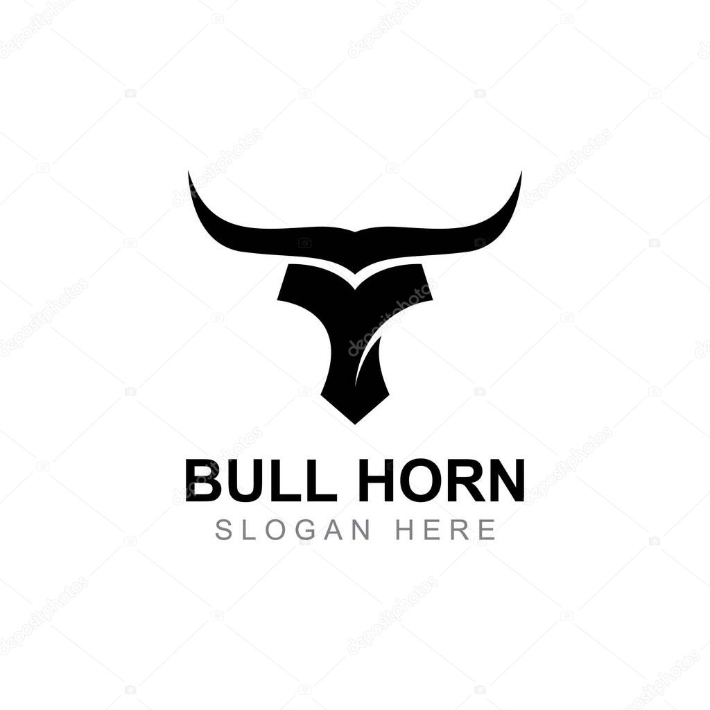 Bull's head horn logo. Using vector design concept.