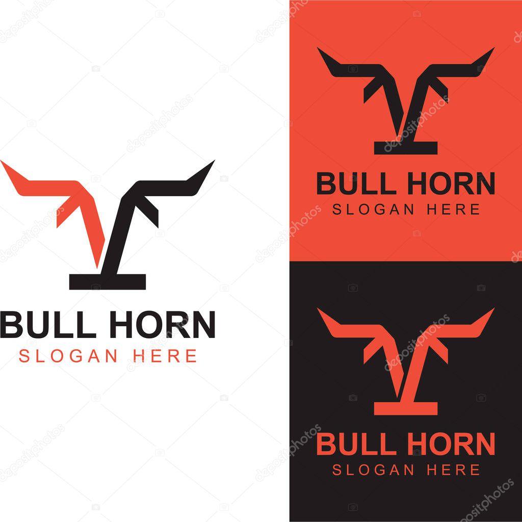 Bull's head horn logo. Using vector design concept.