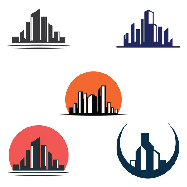 Logo Der Skyline Der Stadt Symbol Und Symbol — Stockvektor