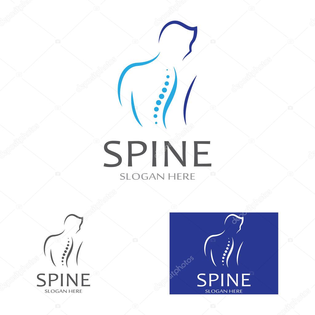Spinal diagnostics, spine care and spine health.With modern vector icon design concept
