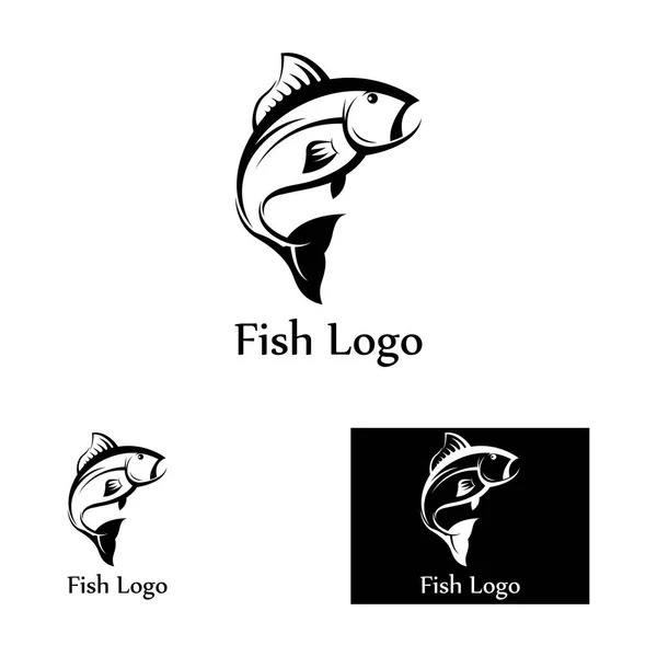 Logotipo Peixe Gancho Pesca Óleo Peixe Marisco Ícone Restaurante Com —  Vetores de Stock