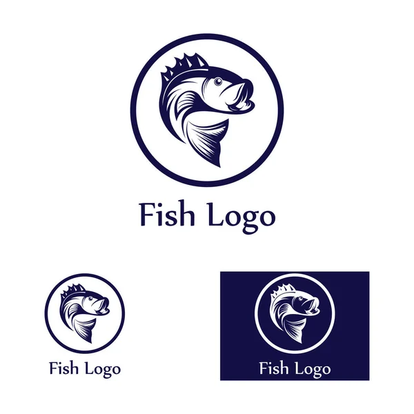 Logo Poisson Poisson Huile Poisson Fruits Mer Icône Restaurant Avec — Image vectorielle