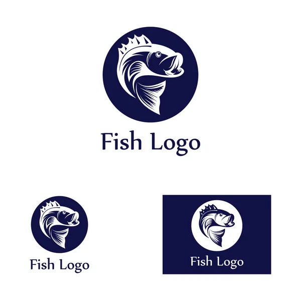 Logo Poisson Poisson Huile Poisson Fruits Mer Icône Restaurant Avec — Image vectorielle