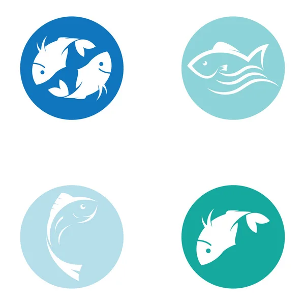 Fischlogo Angelhaken Fischöl Und Fischrestaurant Ikone Mit Vektorsymbol Konzept — Stockvektor
