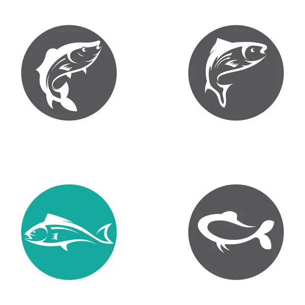 Fisch Logo Fischöl Und Fischrestaurant Ikone Mit Konzept Symbol Vektor — Stockvektor
