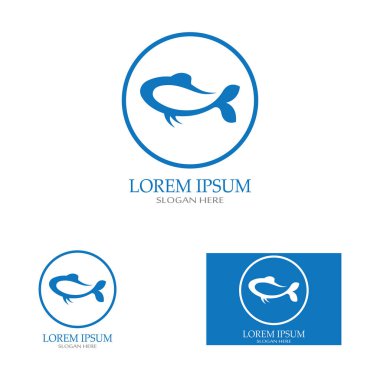 Balık logosu, balık yağı ve deniz ürünleri restoranı ikonu. Konsept simge vektörü ile 