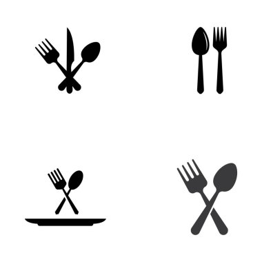 kaşık, çatal ve bıçak simgesi logo vektörü