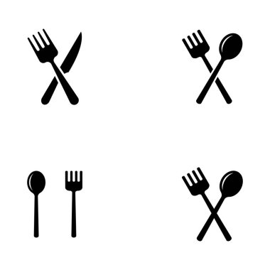 kaşık, çatal ve bıçak simgesi logo vektörü