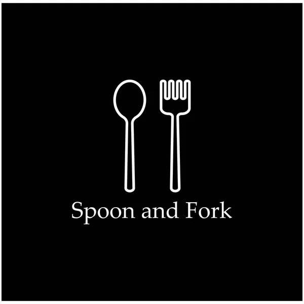 Spoon Fork Knife Icon Logo Vector — Stock Vector