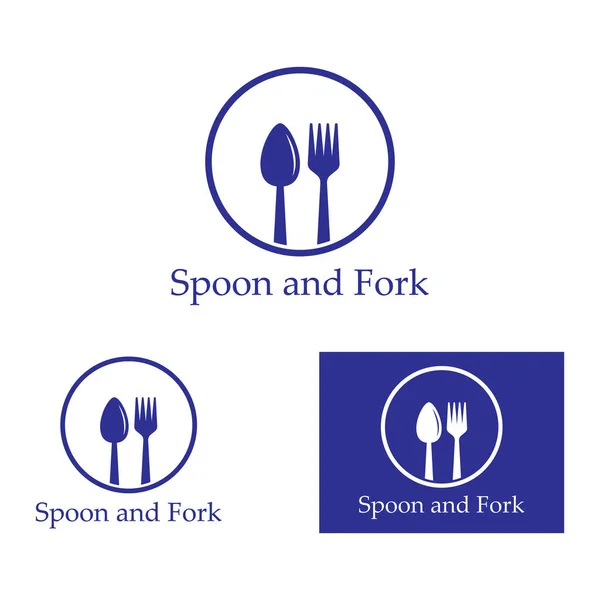 Spoon Fork Knife Icon Logo Vector — Stock Vector