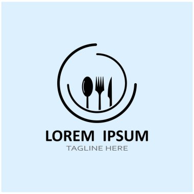 kaşık, çatal ve bıçak simgesi logo vektörü
