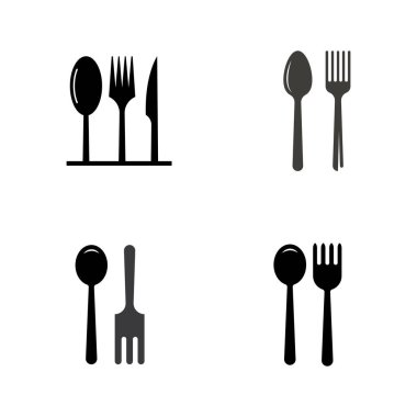 kaşık, çatal ve bıçak simgesi logo vektörü