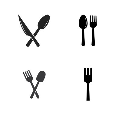 kaşık, çatal ve bıçak simgesi logo vektörü