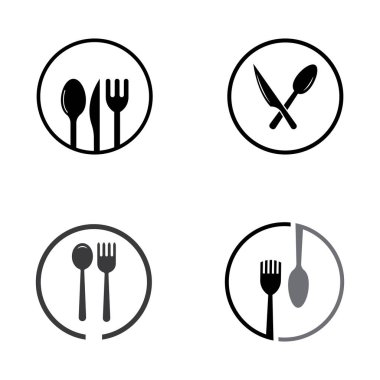 kaşık, çatal ve bıçak simgesi logo vektörü