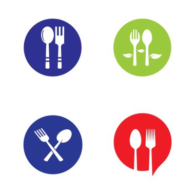 kaşık, çatal ve bıçak simgesi logo vektörü
