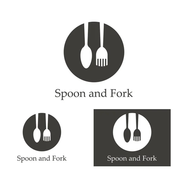 Spoon Fork Knife Icon Logo Vector — Stock Vector