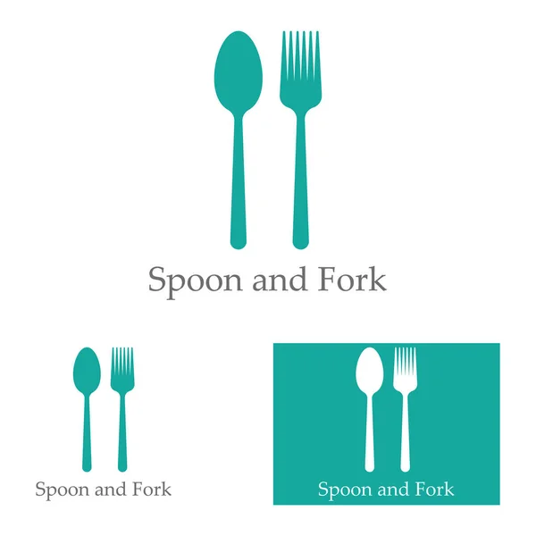 Spoon Fork Knife Icon Logo Vector — Stock Vector