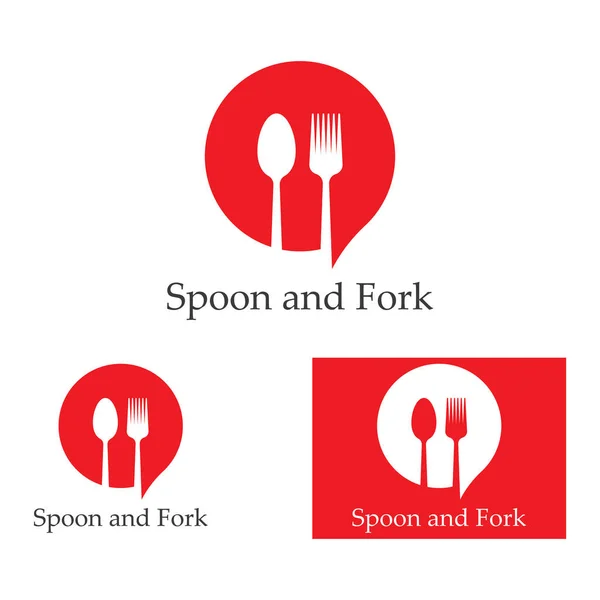 Spoon Fork Knife Icon Logo Vector — Stock Vector