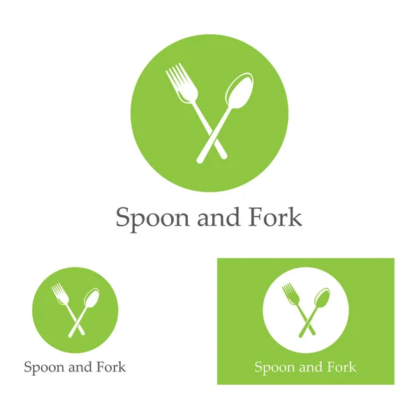 Spoon Fork Knife Icon Logo Vector — Stock Vector