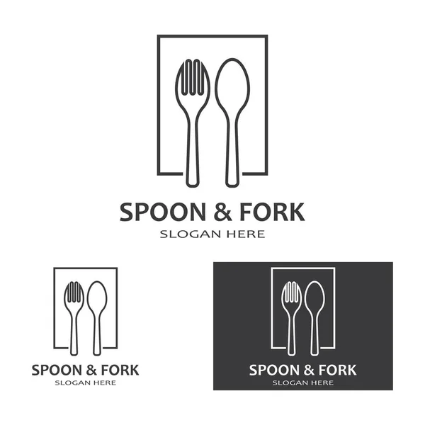 Spoon Fork Knife Icon Logo Vector — Stock Vector