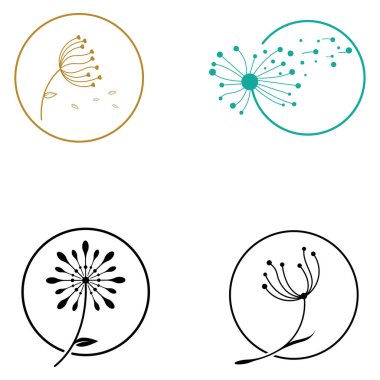 Karahindiba çiçeği logosu ve sembol vektör tasarımı