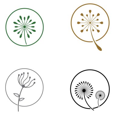 Karahindiba çiçeği logosu ve sembol vektör tasarımı