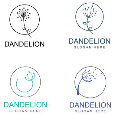 Karahindiba çiçeği logosu ve sembol vektör tasarımı